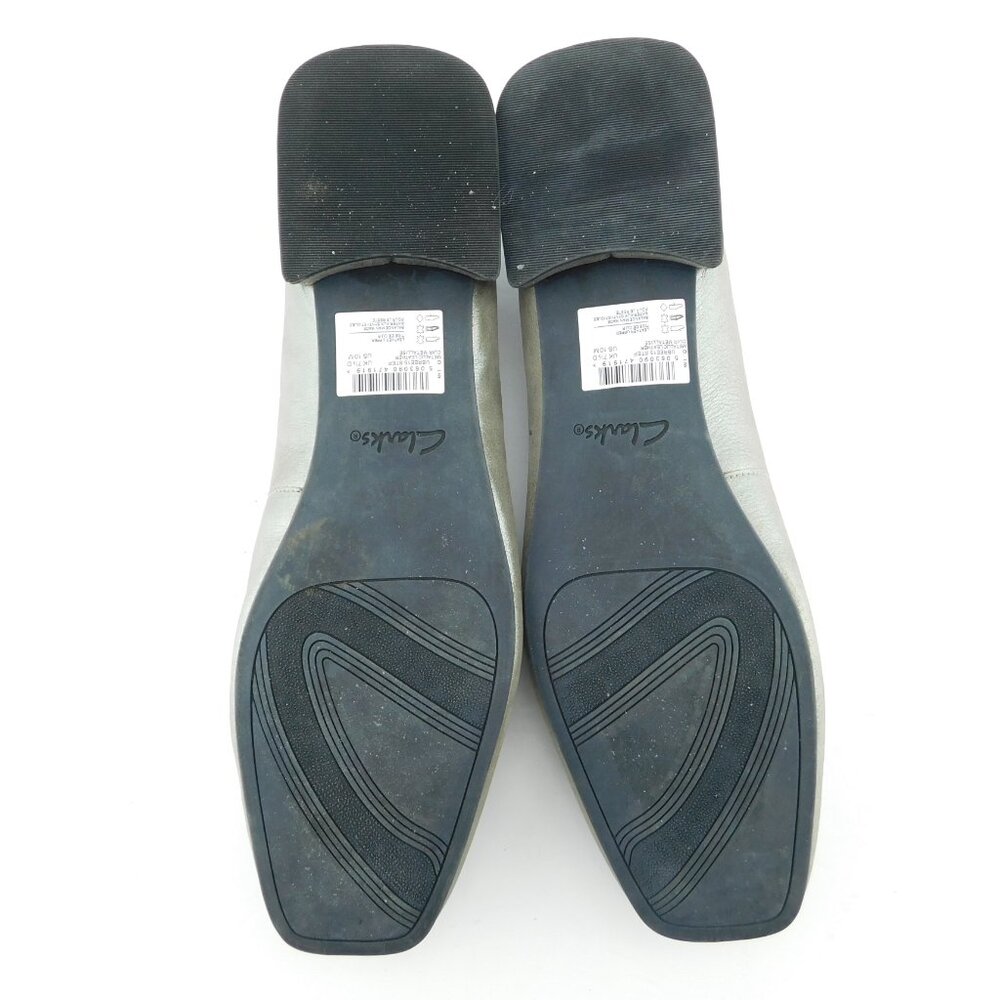 CLARKS Shimmer Metallic Leather Bow Accent Ballet Flats 10 - Picture 5 of 8